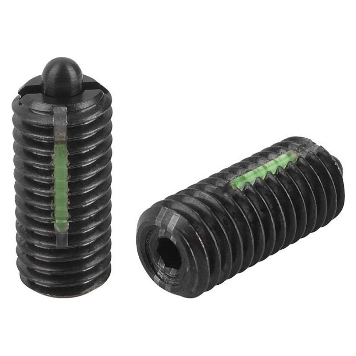 03041_VF inch - Altıgen soketli ve baskı pimli bilyalı setiskur vidalar, çelik, artırılmış yay kuvveti, diş kilidi ile - inch