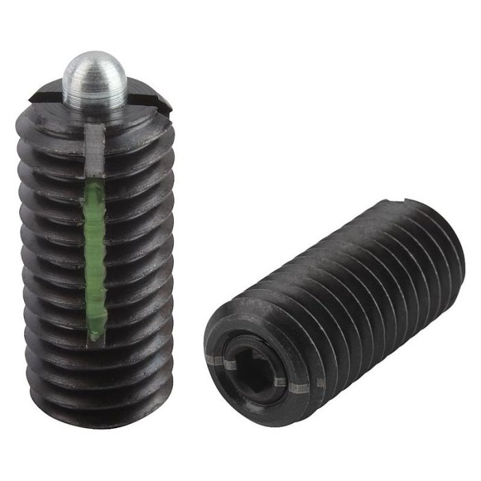 03041_LF inch - Altıgen soketli ve baskı pimli bilyalı setiskur vidalar, çelik, hafif yay kuvveti, diş kilidi ile - inch