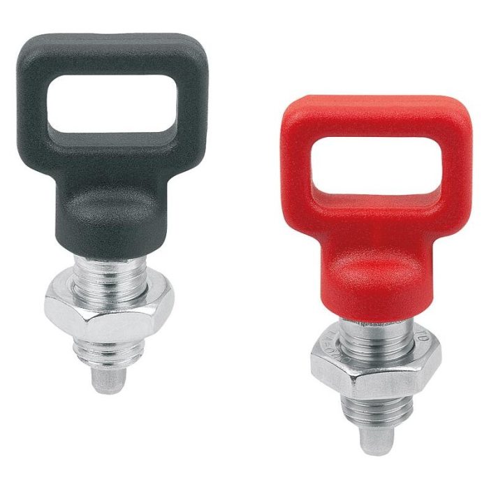 03089-05_D - Çelik veya paslanmaz çelikli indekseleme pistonu, plastik halkalı tutamaklı, Form D