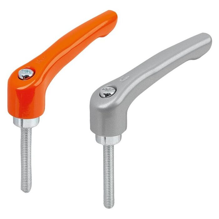 06460-05 - Dış dişli çinko döküm sıkıştırma kolu, saten kaplama, mavi pasifleştirilmiş çelik dişli insert