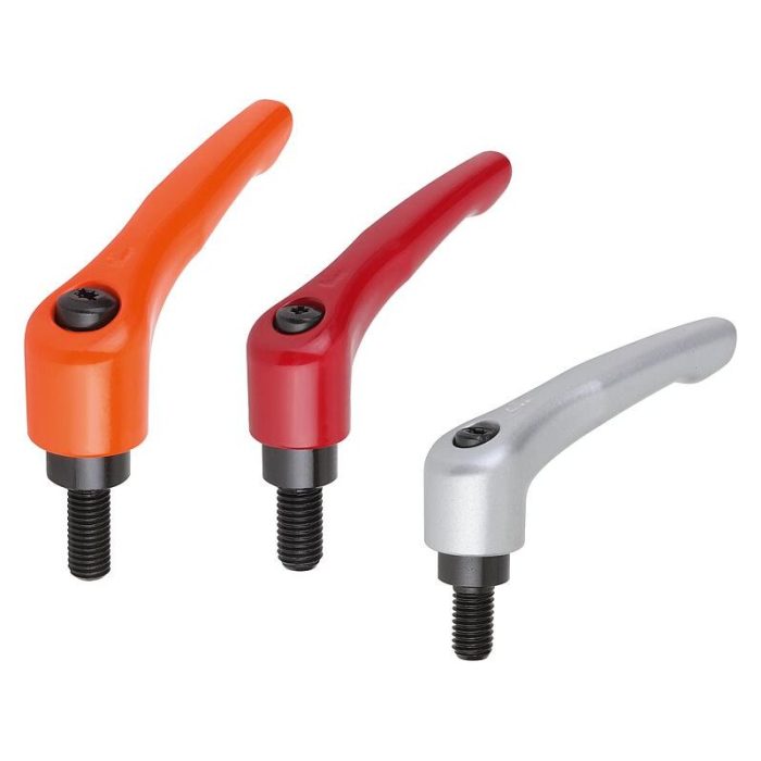 06460 - Dış dişli çinko döküm sıkıştırma kolu, saten kaplama, perdahlanmış çelik dişli insert