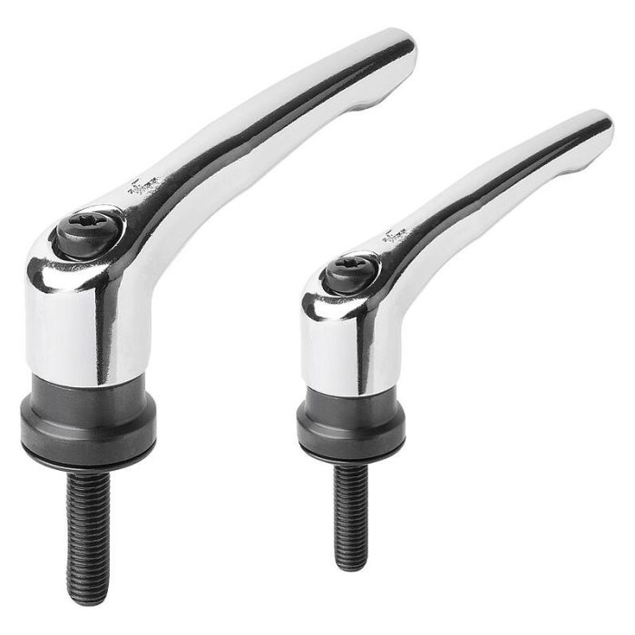 06460-10_HV - Dış dişli ve bağlama kuvveti güçlendiricili çinko sustalı kol, parlak krom kaplama, dişli eleman perdahlanmış çelik