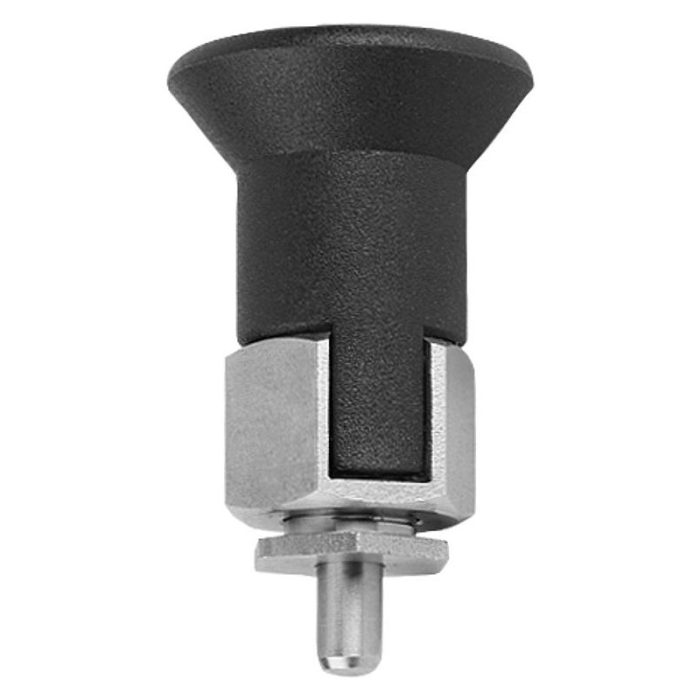 03089_C - İnce cidarlı parçalar için plastik mantar tutamaklı ve kilit kanallı çelik veya paslanmaz çelik indeksleme pistonları