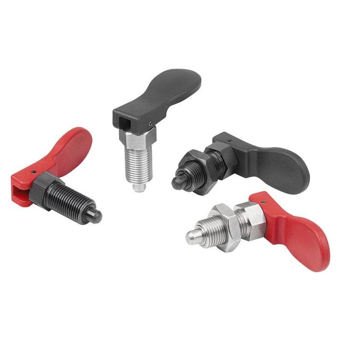 03090 - Plastik eksantrik kamlı kenetleme kollu çelik veya paslanmaz çelik indeksleme pistonları