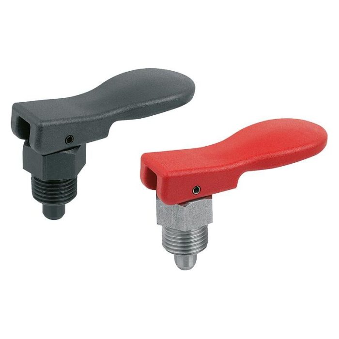 03090-30_A - Plastik eksantrik kamlı kenetleme kollu ve kontra somunsuz çelik veya paslanmaz çelik indeksleme pistonları, kısa model