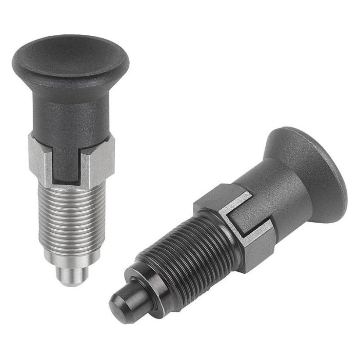 03089_C - Plastik mantar tutamaklı, silindirik kilitleme pimli ve kilit kanallı çelik veya paslanmaz çelik premium indeksleme pistonları