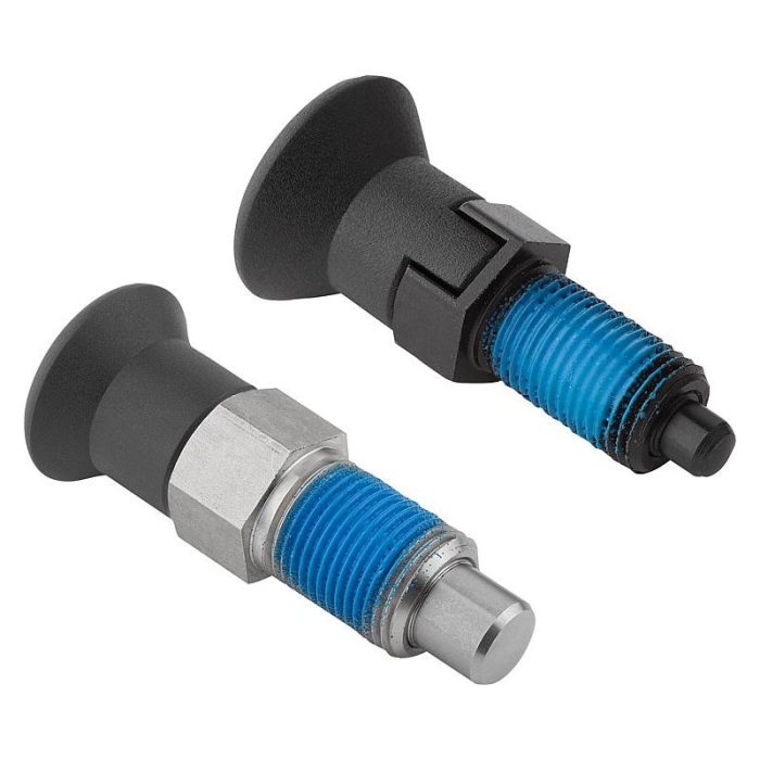 03089 - Plastik mantar tutamaklı ve diş emniyetli çelik veya paslanmaz çelik indeksleme pistonları