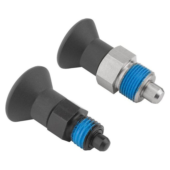 03089_AP - Plastik mantar tutamaklı ve diş emniyetli kısa tip çelik veya paslanmaz çelik indeksleme pistonları