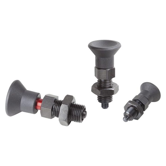 03090 - Plastik mantar tutamaklı ve kilit işaretli çelik indeksleme pistonları