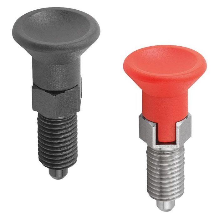 03089_C Inch - Plastik mantar tutamaklı ve kilit kanallı çelik veya paslanmaz çelik indeksleme pistonları - inch