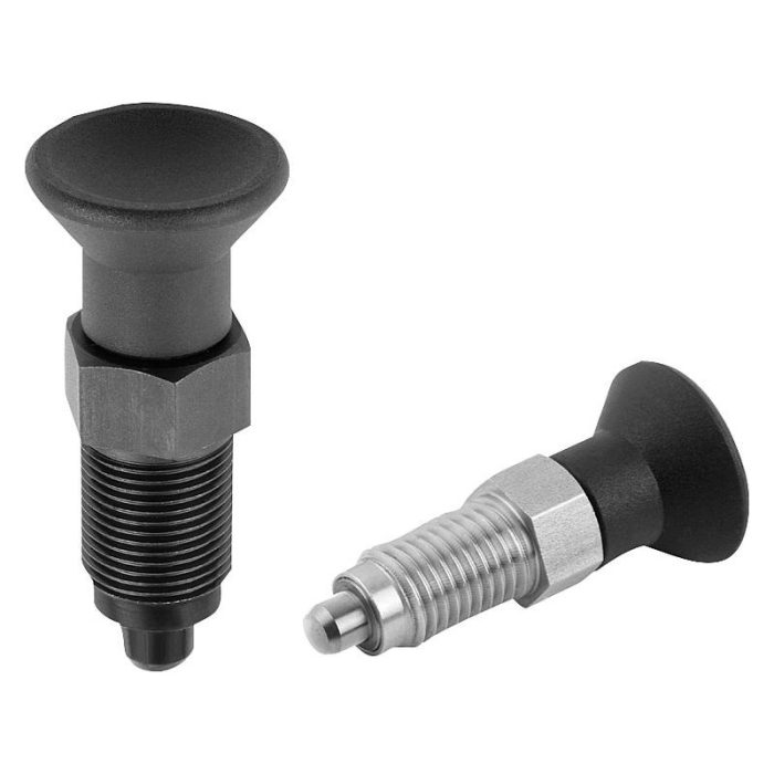 03089_A - Plastik mantar tutamaklı ve silindirik kilitleme pimli çelik veya paslanmaz çelik premium indeksleme pistonları