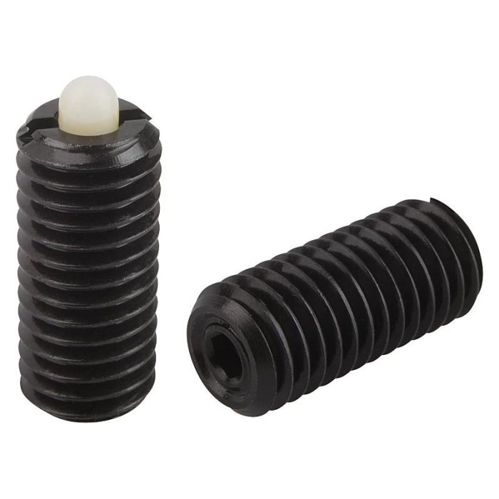 03050_SF inch - POM'dan yapılmış altıgen soketli ve baskı pimli bilyalı setiskur vidalar, standart yay kuvveti - inch