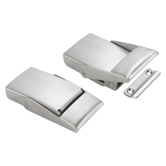 05547-05 - Sac metal braketli ve tetikleyici ile paslanmaz çelik gerdirme mandalları, vidalama delikleri gizlenmiş