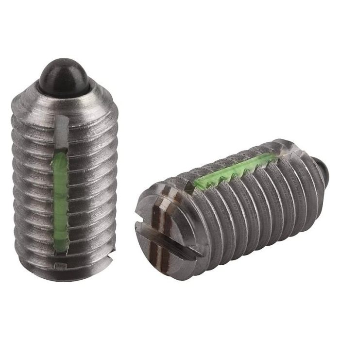 03026_VF - Yuvalı ve baskı pimli bilyalı setiskur vidalar, paslanmaz çelik, artırılmış yay kuvveti, diş kilidi ile