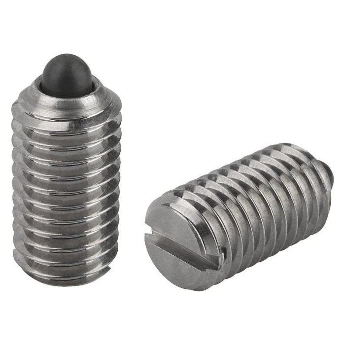 03025_SF - Yuvalı ve baskı pimli bilyalı setiskur vidalar, paslanmaz çelik, standart yay kuvveti