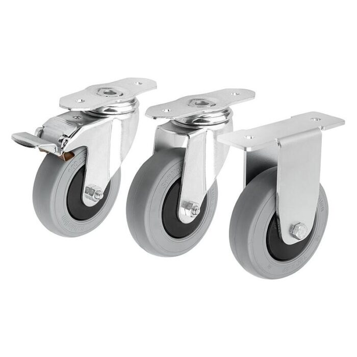 95046-19 - Çelik döner ve sabit tekerlekler, alüminyum profiller için elastik katı kauçuk sırt