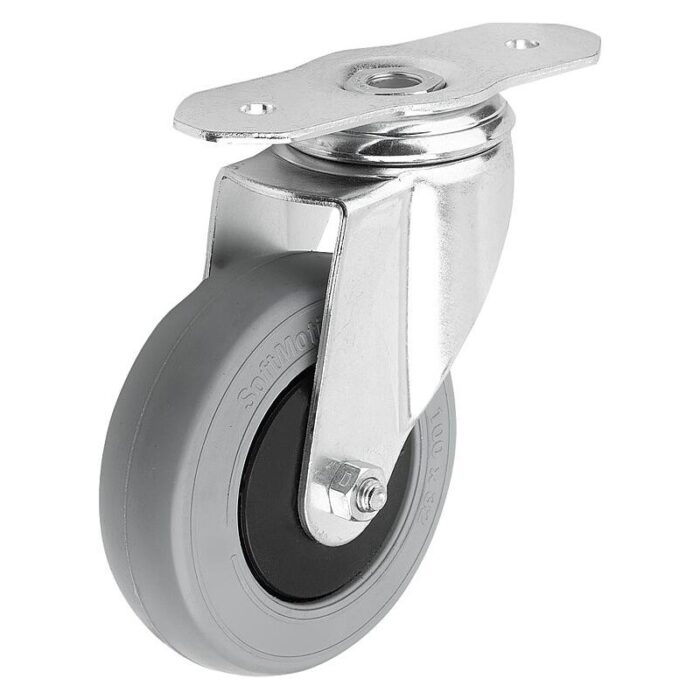 95046-19_B - Çelik döner ve sabit tekerlekler, alüminyum profiller için elastik katı kauçuk sırt, Form B