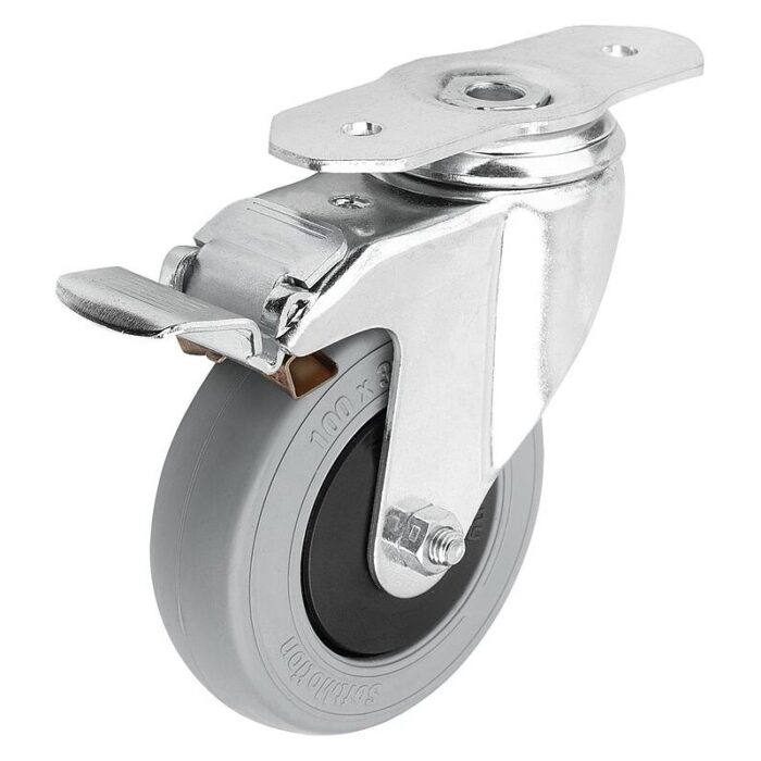 95046-19_C - Çelik döner ve sabit tekerlekler, alüminyum profiller için elastik katı kauçuk sırt, Form C