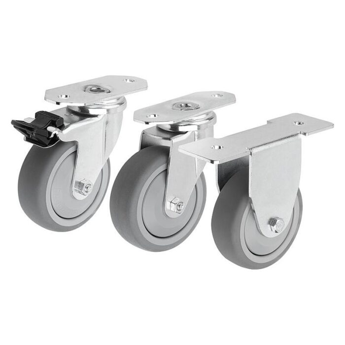 95046-17 - Çelik kılavuz ve sabit tekerlekler, alüminyum profiller için TPE sırt