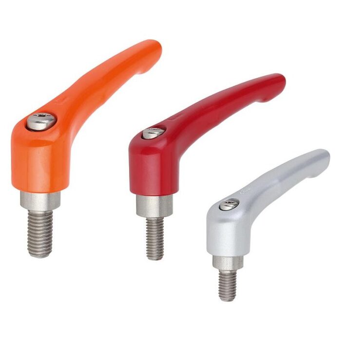 06461 - Dış dişli çinko döküm sıkıştırma kolu, saten kaplama, paslanmaz çelik dişli eleman