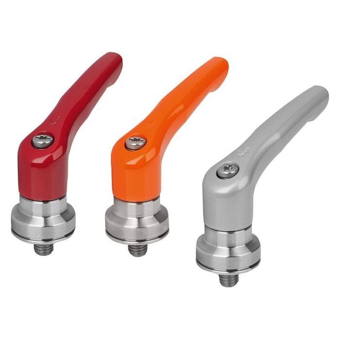 06461-10 - Dış dişli ve bağlama kuvveti güçlendiricili çinko döküm sustalı kol, saten kaplama, paslanmaz çelik dişli eleman