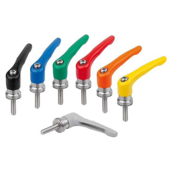 06461-10_STM - Dış dişli ve bağlama kuvveti güçlendiricili çinko sustalı kol, dokulu mat kaplama, paslanmaz çelik dişli eleman