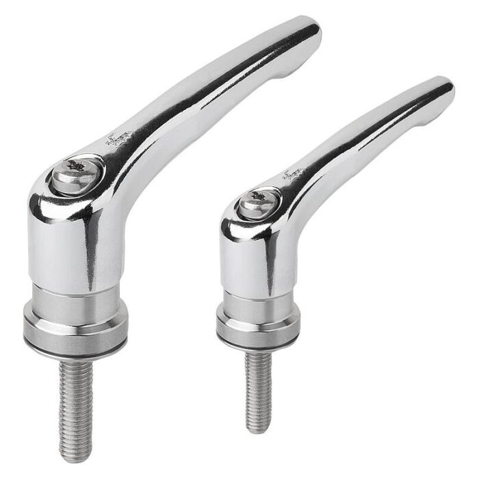 06461-10_HV - Dış dişli ve bağlama kuvveti güçlendiricili çinko sustalı kol, parlak krom kaplama, paslanmaz çelik dişli eleman