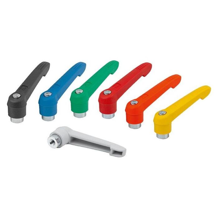 06600-05 - Plastik sıkıştırma kolu, iç dişli ve çinkodan yapılmış dişli halka, mavi pasifleştirilmiş çelik dişli eleman