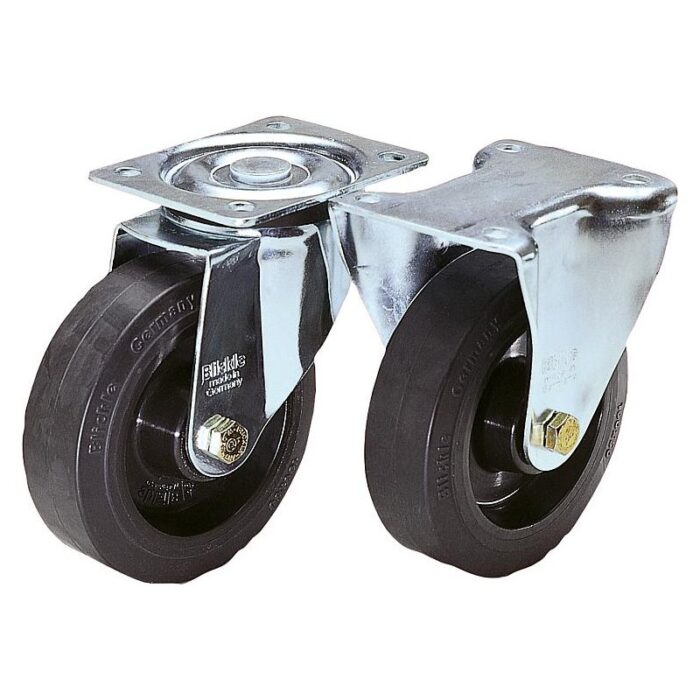 95018 - Vulkanize elastik masif kauçuk lastikli çelik sac döner ve sabit tekerlekler, standart versiyon